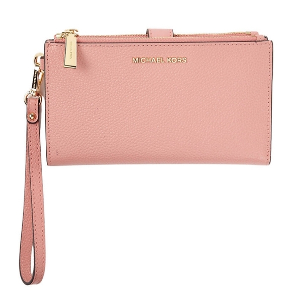 Michael Kors Wallet Wristlet Primrose Pink Double Zip Phone Jet Set NWT! - Picture 4 of 7